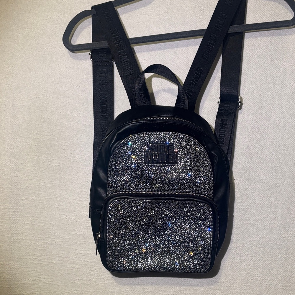 Steve Madden Black and Silver Backpack